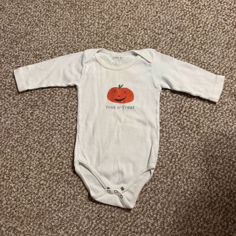 Kee-Ka Baby Halloween Bodysuit Trick or Treat Pumpkin White 6-12 Months